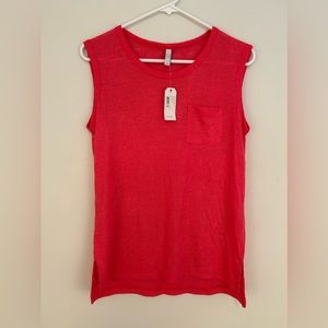 NEW WITH TAGS Red Knit Tank Top with Front Pocket